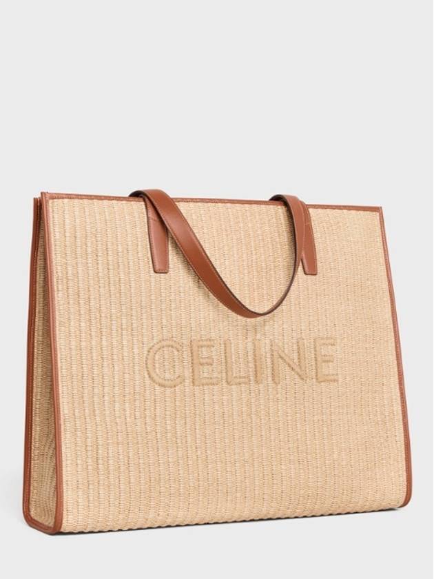 Large Cabas Raffia Effect Textile Celine Embroidery Tote Bag Natural - CELINE - BALAAN 6