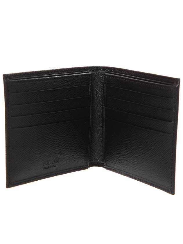 Triangle Logo Saffiano Half Wallet Black - PRADA - BALAAN 7