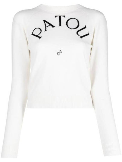 Embroidered Logo Wool Knit Top White - PATOU - BALAAN 2