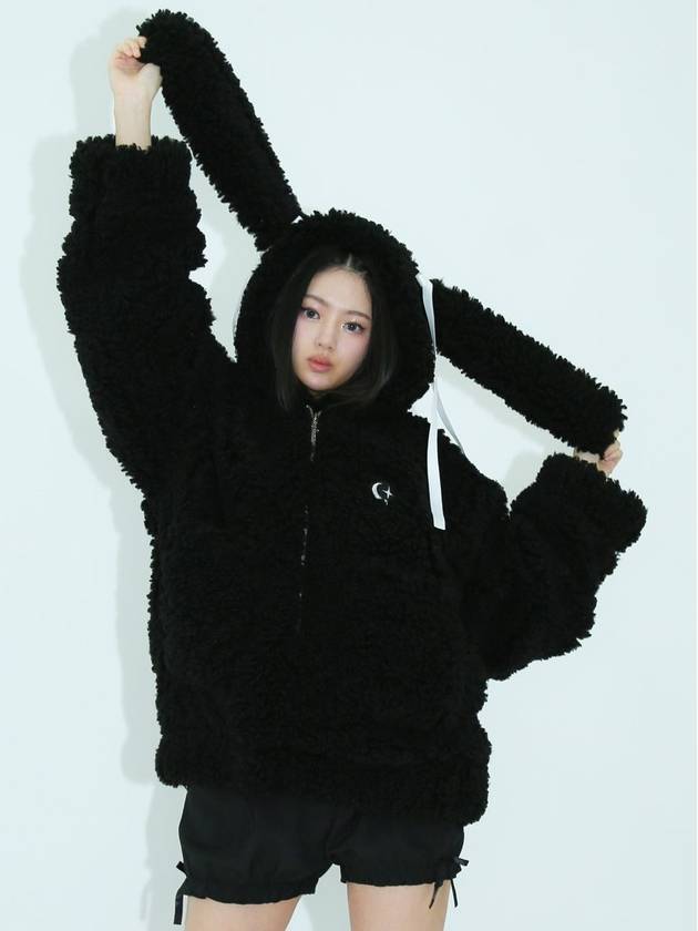 0 1 bunny fleece jacket BLACK - CLUT STUDIO - BALAAN 3