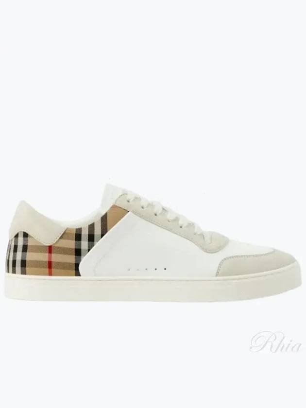 Check Leather Suede Sneakers Natural White Archive Beige - BURBERRY - BALAAN 2