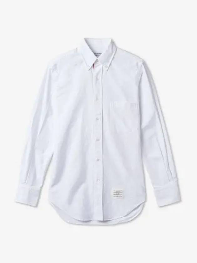 Oxford Grosgrain Placket Cotton Long Sleeve Shirt White - THOM BROWNE - BALAAN 2