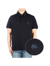 Men's Embroidered Logo Polo Shirt Navy - ETRO - BALAAN 2