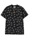 Embroidered Logo Monogram Short Sleeve T-Shirt Navy - VIVIENNE WESTWOOD - BALAAN 6