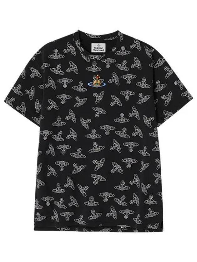 Embroidered Logo Monogram Short Sleeve T-Shirt Navy - VIVIENNE WESTWOOD - BALAAN 4