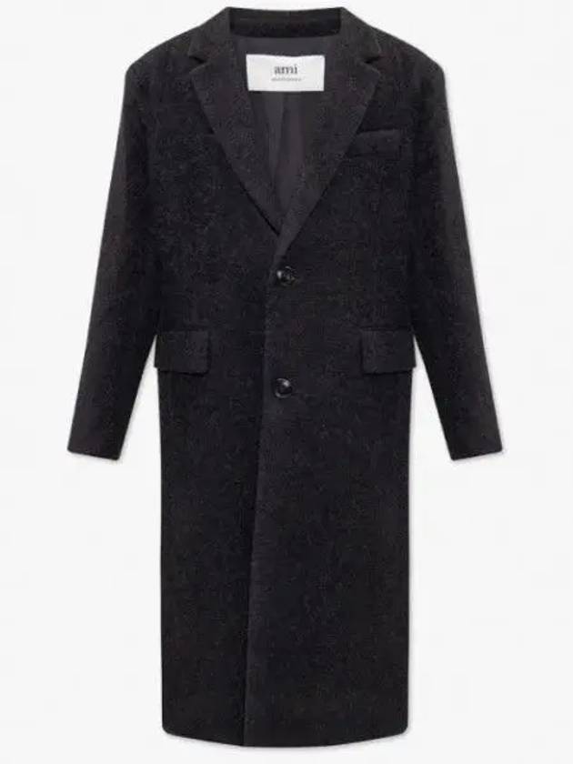 Men's Wool Single Coat Black - AMI - BALAAN.