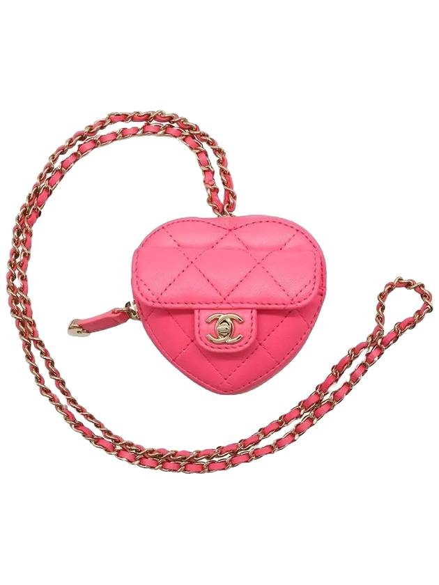 Heart Chain Lambskin Mini Bag Pink - CHANEL - BALAAN 1