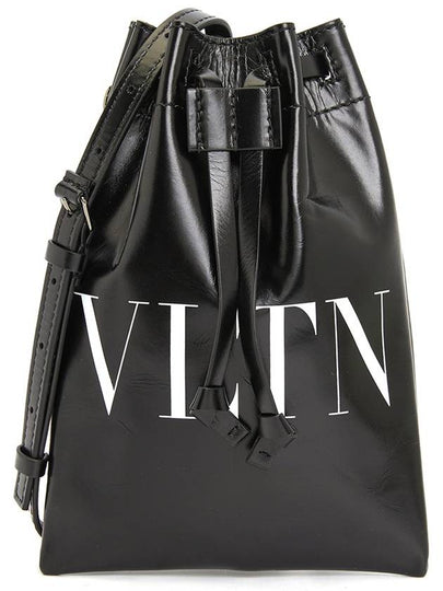 VLTN Logo Shiny Leather Crossbody Bag Black - VALENTINO - BALAAN 2