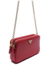 Saffiano Gold Triangular Logo Mini Chain Shoulder Bag Red - PRADA - BALAAN 4