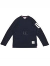 4-Bar Striped Cotton Long Sleeve T-Shirt Navy - THOM BROWNE - BALAAN 2