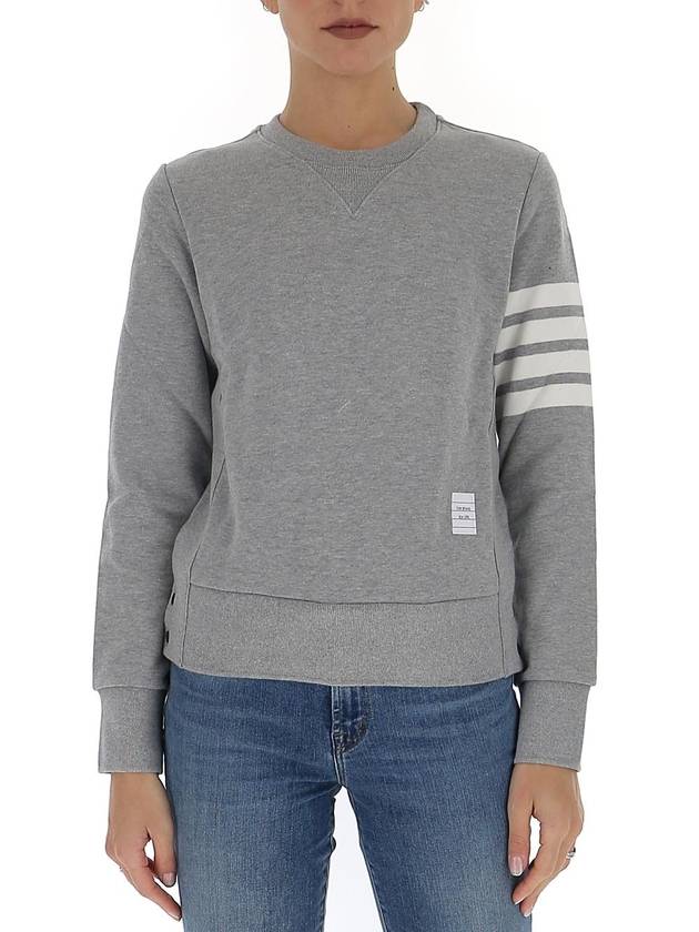 Engineered 4 Bar Stripe Loopback Jersey Knit Crewneck Sweatshirt Light Grey - THOM BROWNE - BALAAN 2