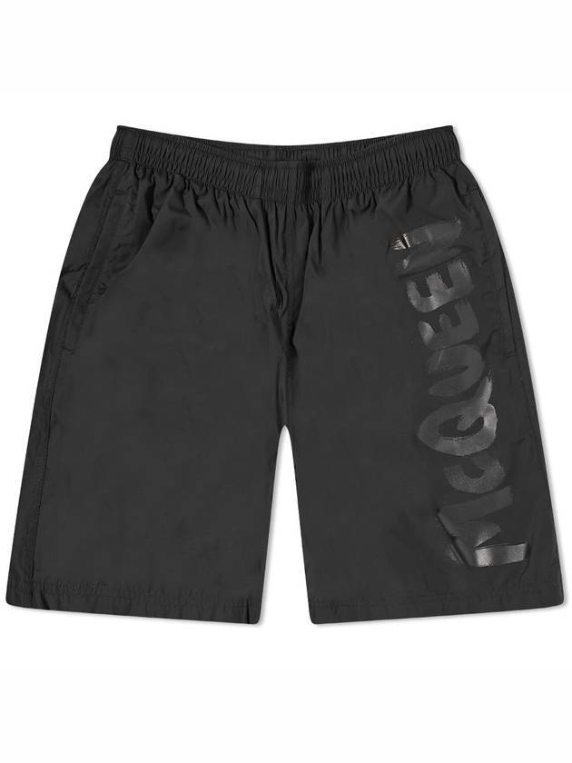 Men's Side Graffiti Logo Swim Shorts Black - ALEXANDER MCQUEEN - BALAAN 1