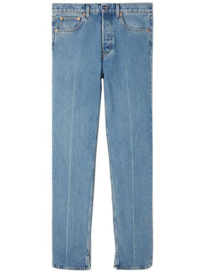 Cotton Back Logo Patch Straight Jeans Blue - GUCCI - BALAAN 2