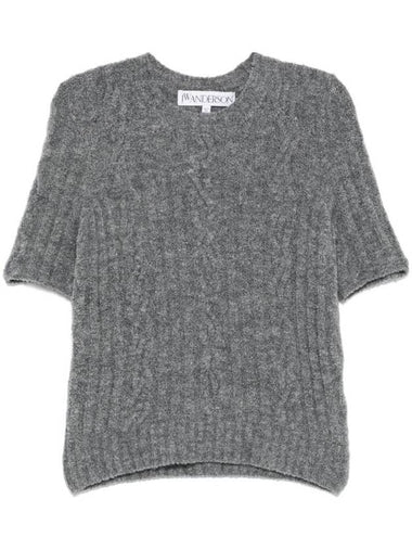 Cable Knit Short Sleeve T-Shirt Grey - JW ANDERSON - BALAAN 1