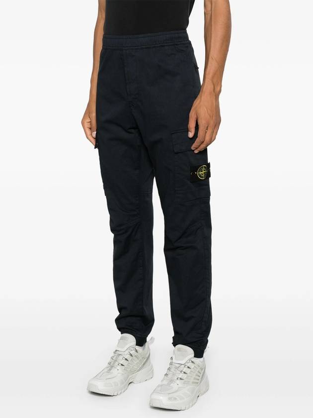 Stretch Cotton Wool Satin Straight Pants Navy - STONE ISLAND - BALAAN 4