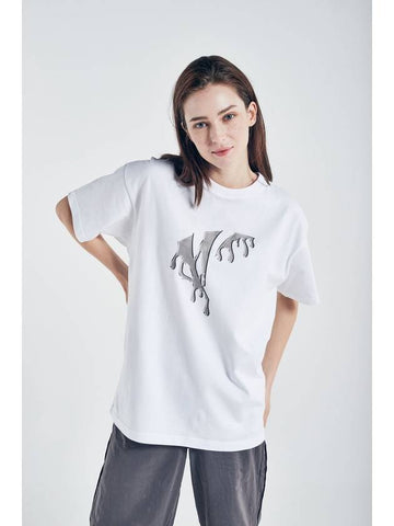 Melting Silver Signature Graphic Short Sleeve T-Shirt White - CETO - BALAAN 1