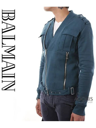 Perfect Jersey Zip-up Jacket Blue - BALMAIN - BALAAN 2