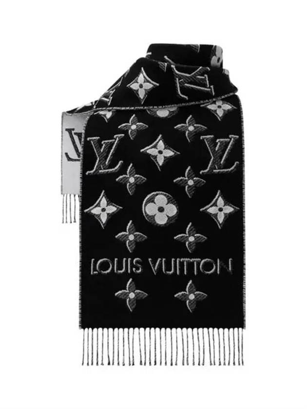 LV Essential Monogram Shine Wool Scarf Black - LOUIS VUITTON - BALAAN 4