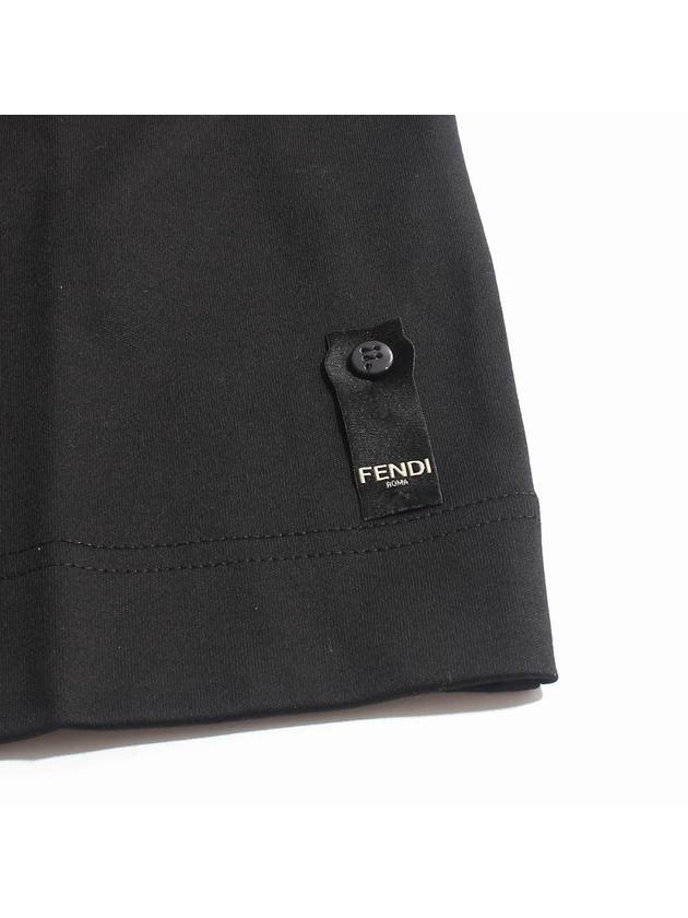 Logo Embroidery Short Sleeve T-Shirt Black - FENDI - BALAAN 5