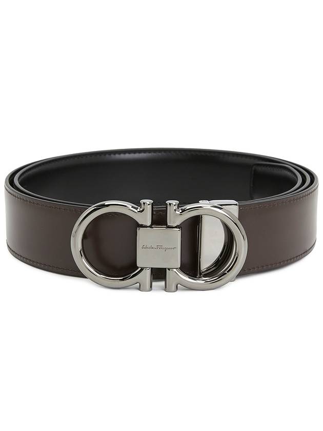 Gancini Reversible Adjustable Calfskin Leather Belt Black - SALVATORE FERRAGAMO - BALAAN 3