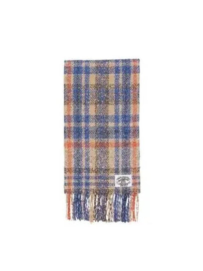 Plaid Fringe Muffler Beige Blue - ACNE STUDIOS - BALAAN 2