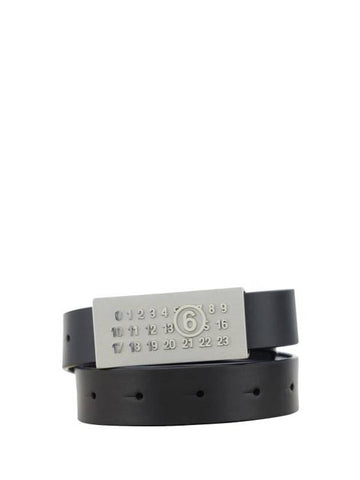 Numeric Logo Buckle Tag Leather Belt Black - MAISON MARGIELA - BALAAN 1