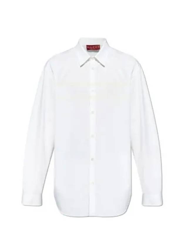 Logo Cotton Long Sleeve Shirt White - GUCCI - BALAAN 2