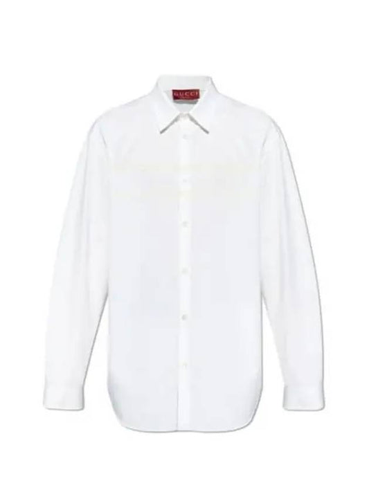 Logo Cotton Long Sleeve Shirt White - GUCCI - BALAAN 2