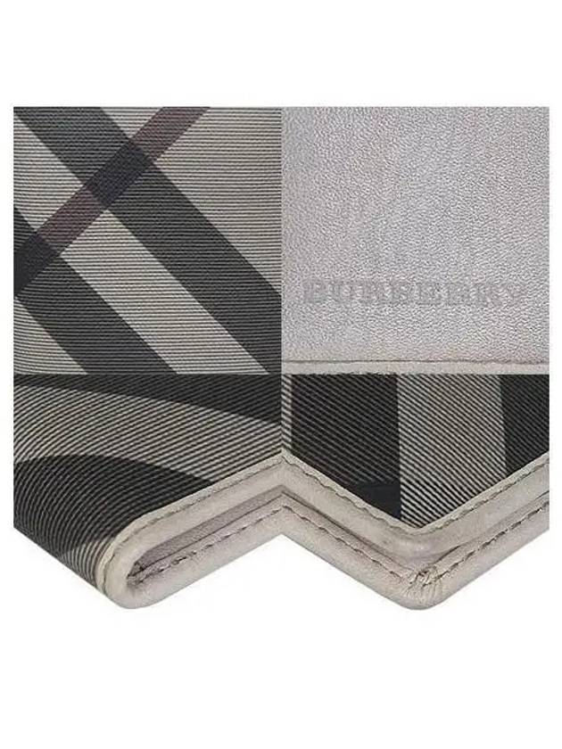 Gray Check Ivory Leather Card Wallet - BURBERRY - BALAAN 5