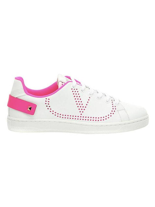 V Logo Low Top Sneakers White Pink - VALENTINO - BALAAN 1