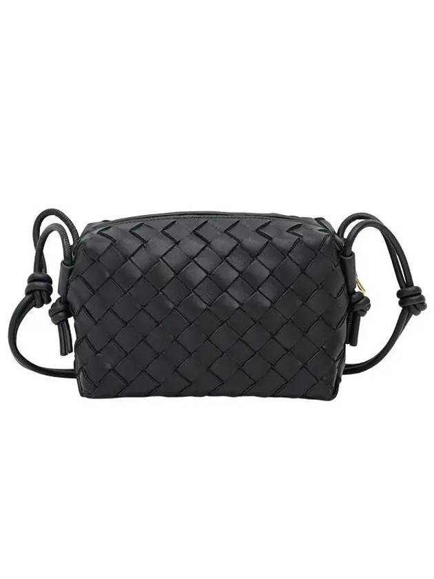 Intrecciato Loop Small Leather Cross Bag Black - BOTTEGA VENETA - BALAAN 2