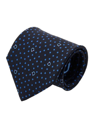 Star Print Silk Tie Black - SALVATORE FERRAGAMO - BALAAN 1