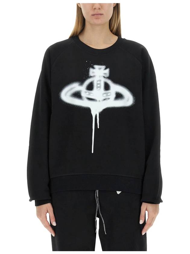 Spray ORB Raglan Sweatshirt Black - VIVIENNE WESTWOOD - BALAAN 5