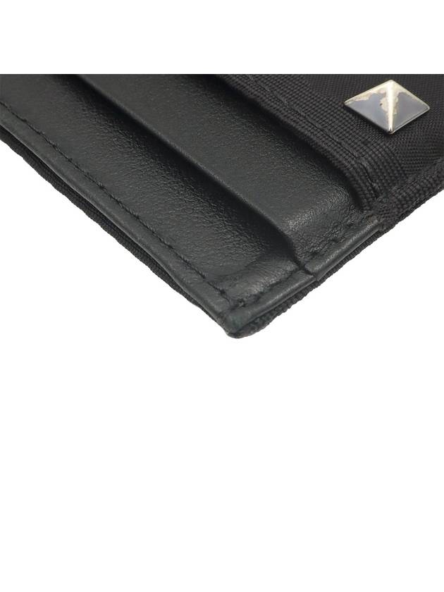 Black leather camo fabric silver Rockstud card wallet TY2P0655NAI - VALENTINO - BALAAN 9