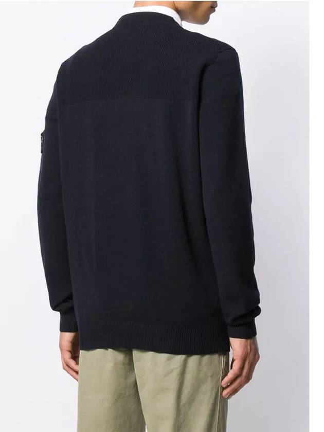 Wappen Patch Crew Neck Wool Knit Top Navy - STONE ISLAND - BALAAN 4