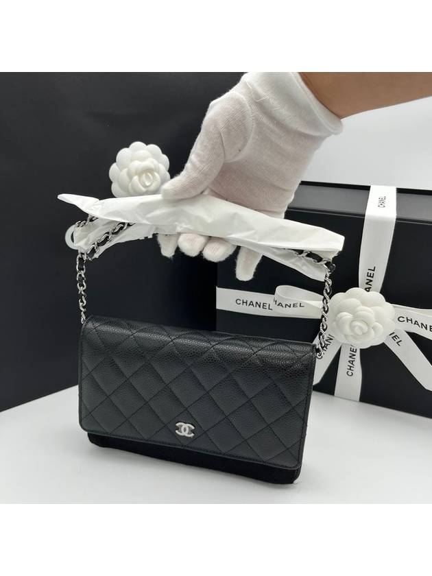 Classic Crossbag On Chain Grained Calfskin & Silver Black - CHANEL - BALAAN 4