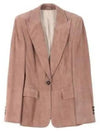 Single-Breasted Leather Blazer Jacket Pink - BRUNELLO CUCINELLI - BALAAN 2