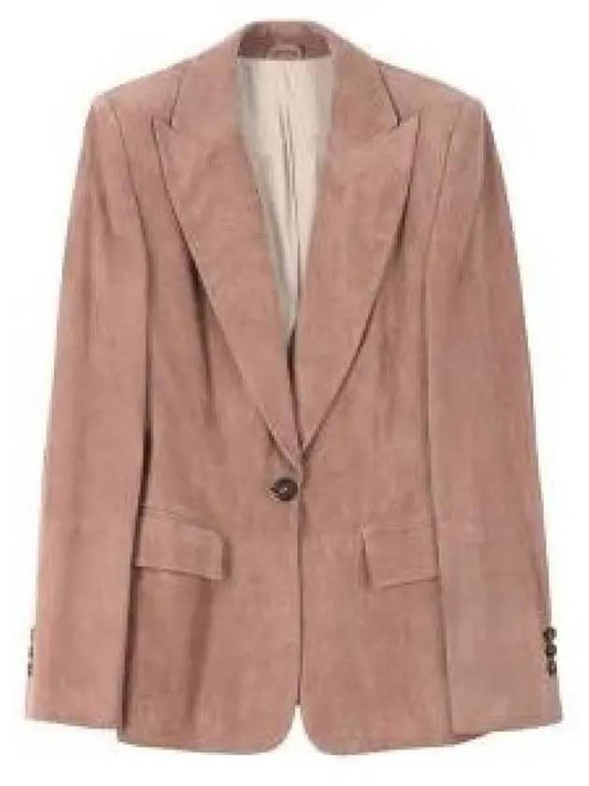 Single-Breasted Leather Blazer Jacket Pink - BRUNELLO CUCINELLI - BALAAN 2