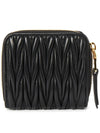 Matelasse Logo Zip Around Half Wallet Black - MIU MIU - BALAAN 3