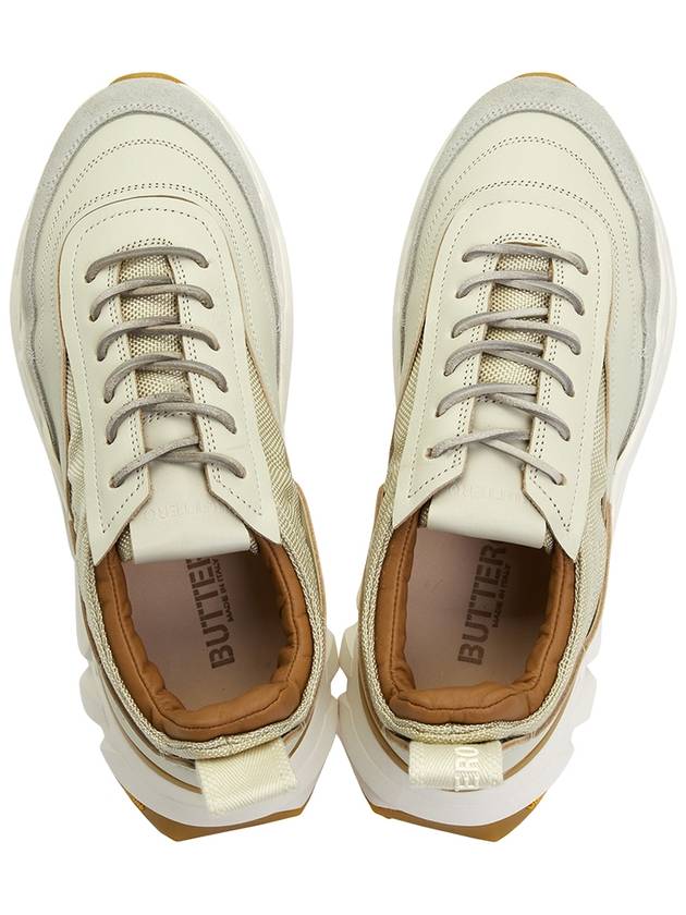 Spazio Leather Cordura Nylon Low Top Sneakers Cream White - BUTTERO - BALAAN.