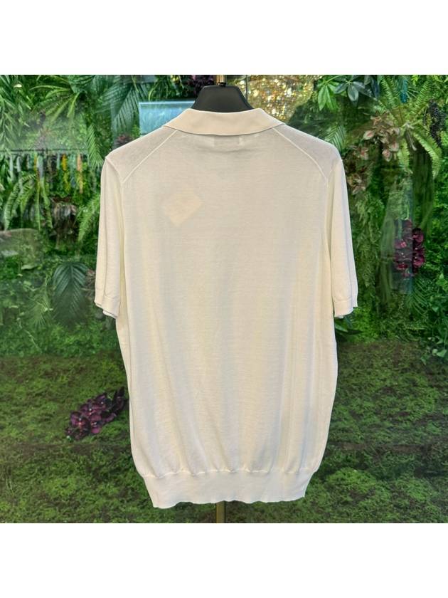 Knit Short Sleeve Polo Shirt White - BRUNELLO CUCINELLI - BALAAN 5