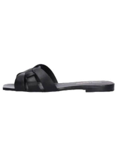 Tribute Flat Slide Black - SAINT LAURENT - BALAAN 1