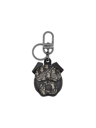 Bobby AirTag Micro Oblique Jacquard Key Holder Beige Black - DIOR - BALAAN 1