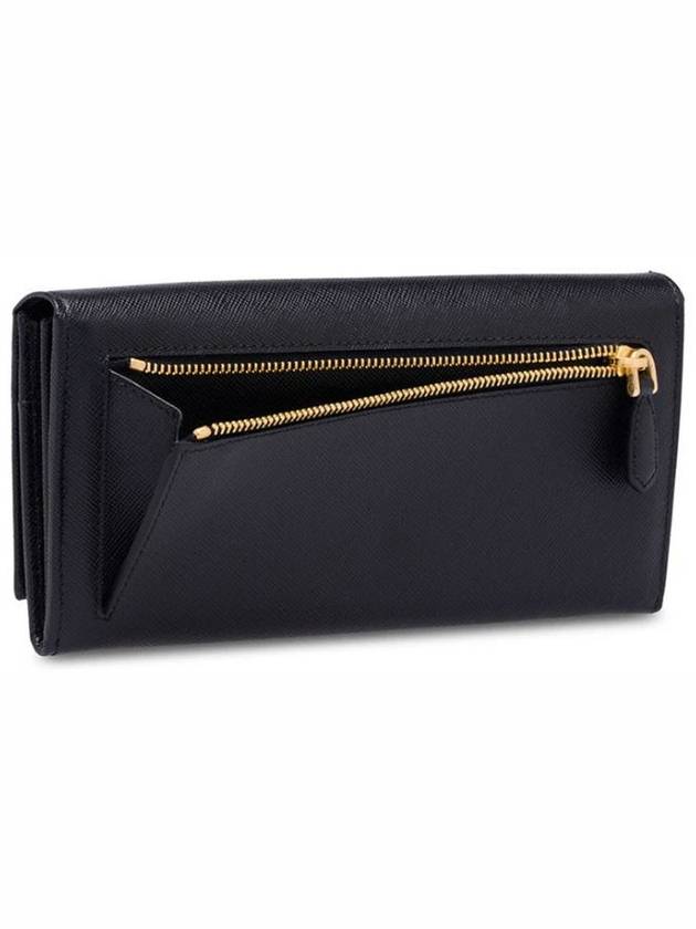 Saffiano Triangular Logo Flap Long Wallet Black - PRADA - BALAAN 4