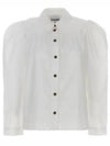 Cotton Poplin Long Sleeve Shirt White - GANNI - BALAAN 2