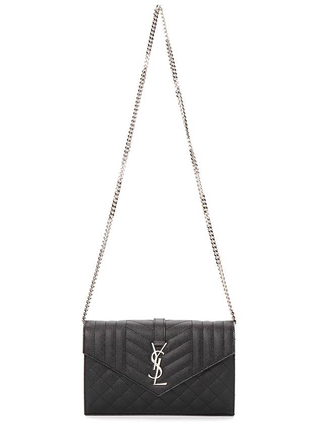 Matelasse Monogram Chain Cross Bag Black - SAINT LAURENT - BALAAN 8