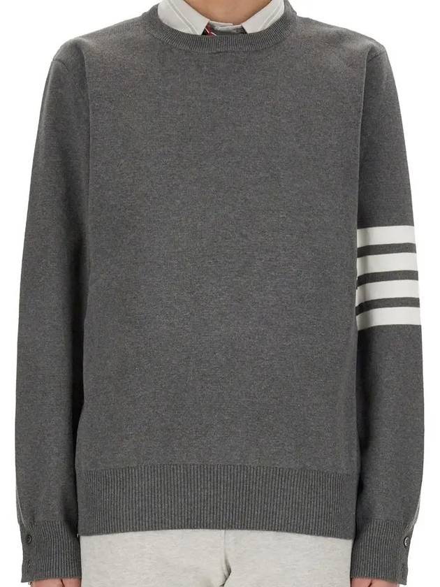 4 Bar Armband Milano Stitch Knit Top Mid Grey - THOM BROWNE - BALAAN 3