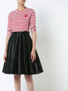 Women's Red Heart Wappen Stripe Long Sleeve T-Shirt Red - COMME DES GARCONS - BALAAN 3