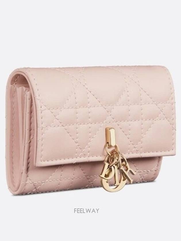 XS Lady Cannage Lambskin Half Wallet Powder Pink - DIOR - BALAAN 3