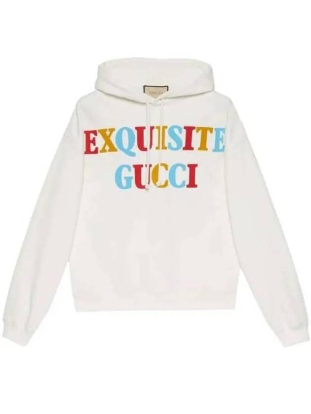 Logo Cotton Hoodie Off White - GUCCI - BALAAN 1